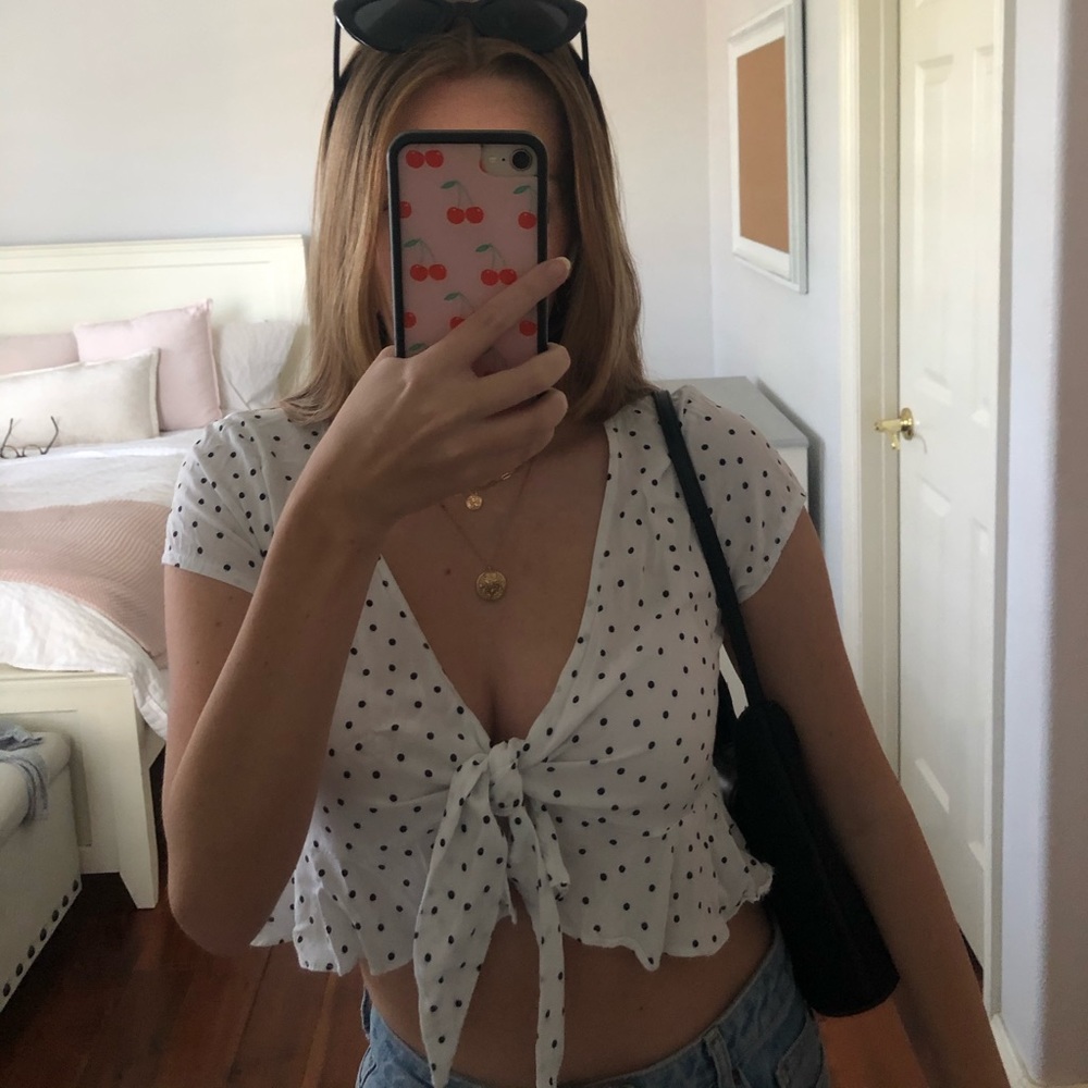 polkadot tie top